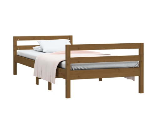 Estructura de cama madera maciza pino marrón miel 90x200 cm