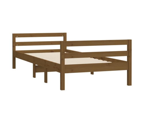 Estructura de cama madera maciza pino marrón miel 90x200 cm