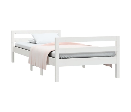 Estructura de cama sin colchón madera maciza blanca 90x190 cm