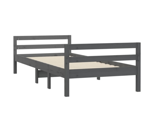 Estructura de cama madera maciza de pino gris 90x190 cm