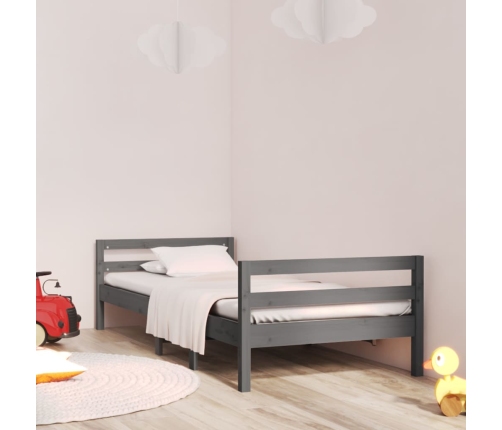 Estructura de cama madera maciza de pino gris 90x190 cm