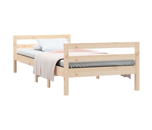 Estructura de cama sin colchón madera maciza pino 75x190 cm