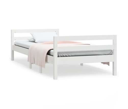 Estructura de cama sin colchón madera maciza blanca 75x190 cm