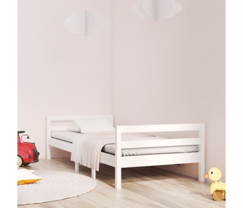 Estructura de cama sin colchón madera maciza blanca 75x190 cm