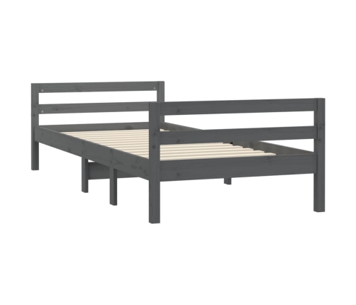 Estructura de cama madera maciza de pino gris 75x190 cm