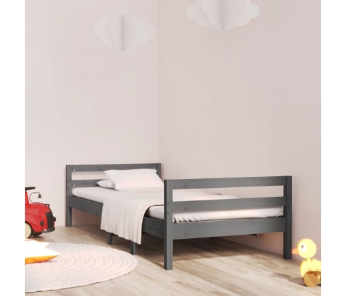 Estructura de cama madera maciza de pino gris 75x190 cm