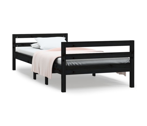 Estructura de cama madera maciza de pino negro 75x190 cm