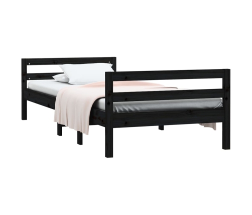Estructura de cama madera maciza de pino negro 75x190 cm