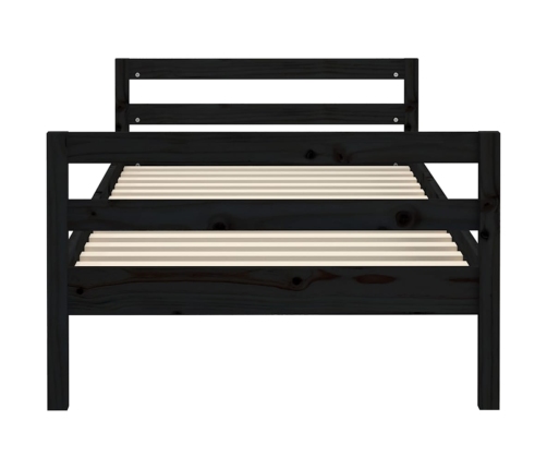 Estructura de cama madera maciza de pino negro 75x190 cm