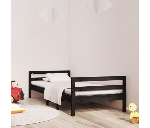 Estructura de cama madera maciza de pino negro 75x190 cm