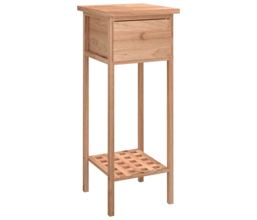 Mesa auxiliar con cajón madera maciza nogal 25x25x60 cm