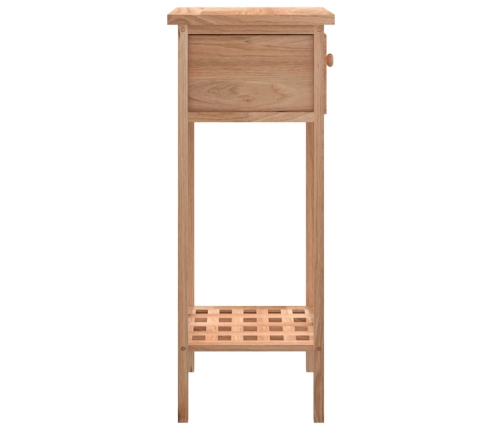 Mesa auxiliar con cajón madera maciza nogal 25x25x60 cm