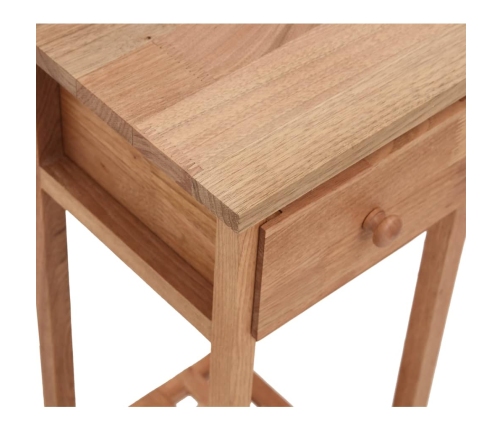 Mesa auxiliar con cajón madera maciza nogal 25x25x60 cm