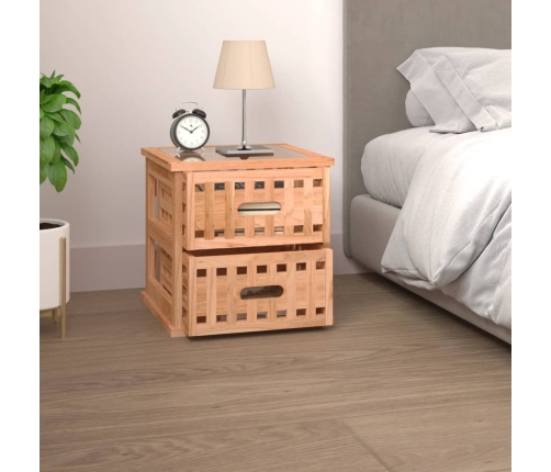 vidaXL Mesita de noche madera maciza de nogal 34x34x34 cm