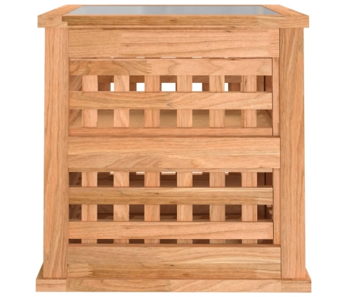 vidaXL Mesita de noche madera maciza de nogal 34x34x34 cm