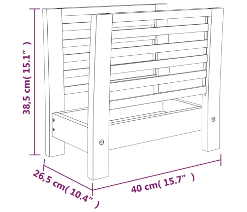 Revistero de madera maciza nogal 40x26,5x38,5 cm