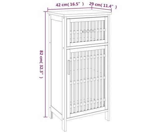 Mueble de baño madera maciza de nogal 42x29x82 cm