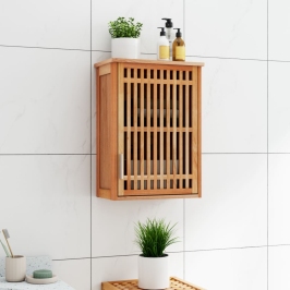 Armario de baño para pared madera maciza de nogal 42x23x60 cm