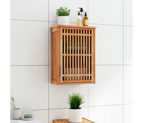 Armario de baño para pared madera maciza de nogal 42x23x60 cm