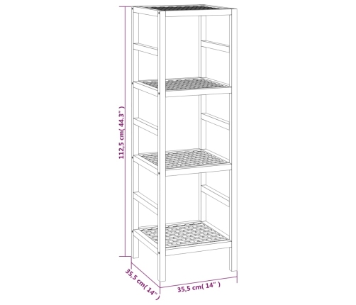 Estantería de baño madera maciza de nogal 35,5x35,5x112,5 cm