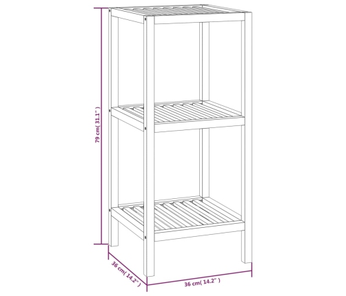 Estantería de baño madera maciza nogal 36x36x79 cm