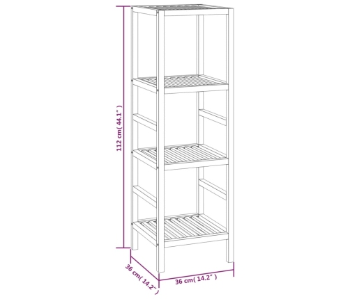 Estantería de baño madera maciza nogal 36x36x112 cm