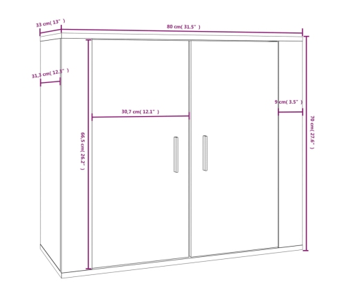 Aparador de madera contrachapada blanco 80x33x70 cm