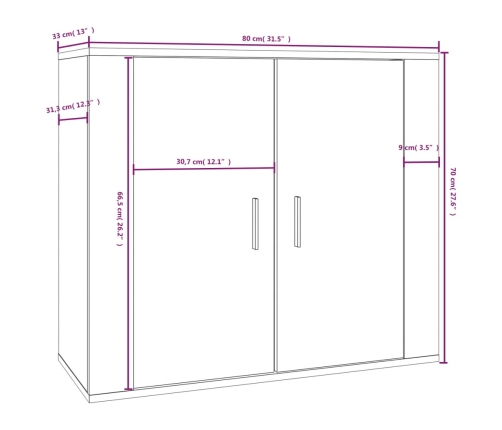 Aparador madera contrachapada color roble Sonoma 80x33x70 cm