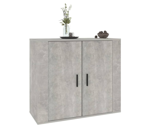 Aparador de madera contrachapada gris hormigón 80x33x70 cm