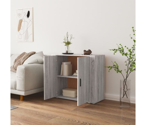 Aparador de madera contrachapada gris Sonoma 80x33x70 cm