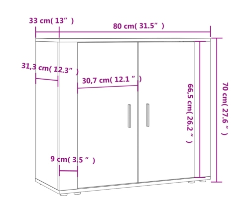 Aparador de madera contrachapada gris Sonoma 80x33x70 cm