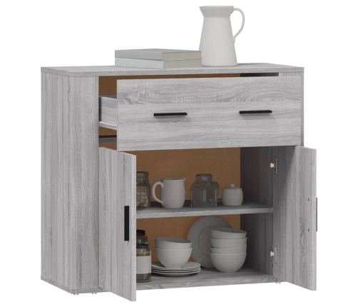 Aparador de madera contrachapada gris Sonoma 80x33x70 cm