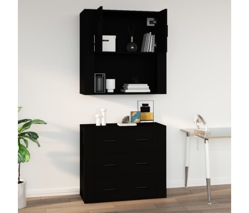 Armario de pared madera contrachapada negro 80x33x80 cm