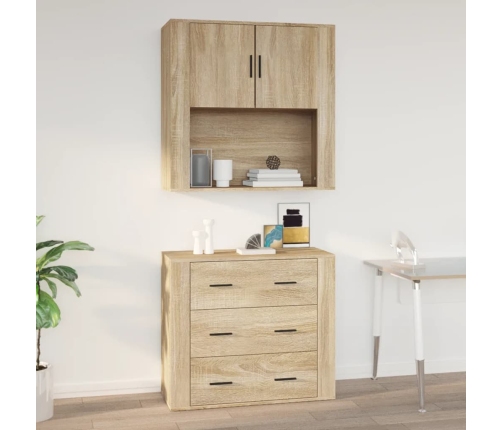 Armario de pared madera contrachapada roble sonoma 80x33x80 cm