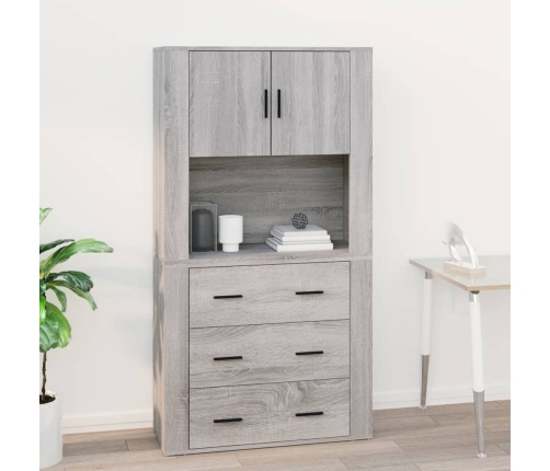 Armario de pared madera contrachapada gris Sonoma 80x33x80 cm