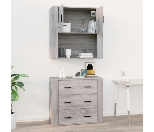 Armario de pared madera contrachapada gris Sonoma 80x33x80 cm