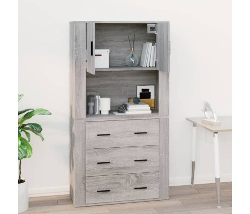 Armario de pared madera contrachapada gris Sonoma 80x33x80 cm