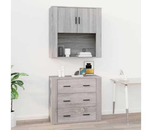 Armario de pared madera contrachapada gris Sonoma 80x33x80 cm