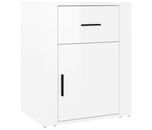 vidaXL Mesita de noche madera contrachapada blanco brillo 50x36x60 cm