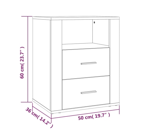 Mesita de noche madera contrachapada roble sonoma 50x36x60 cm