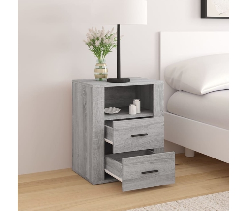 vidaXL Mesita de noche madera contrachapada gris Sonoma 50x36x60 cm