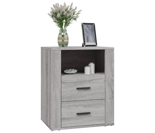 vidaXL Mesita de noche madera contrachapada gris Sonoma 50x36x60 cm