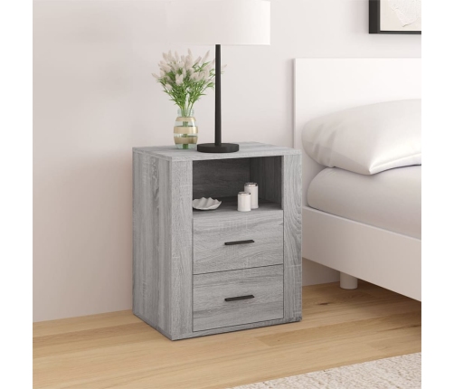 vidaXL Mesita de noche madera contrachapada gris Sonoma 50x36x60 cm