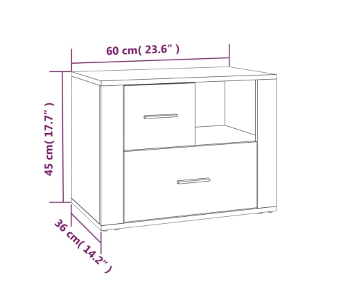 Mesita de noche madera contrachapada blanco 60x36x45 cm