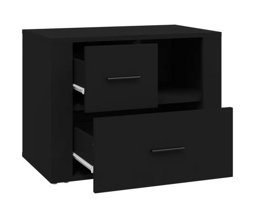 vidaXL Mesita de noche madera contrachapada negro 60x36x45 cm