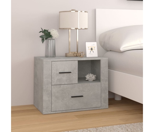 vidaXL Mesita de noche madera contrachapada gris hormigón 60x36x45 cm