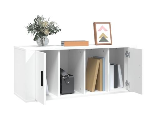 Mueble para TV madera contrachapada blanco 100x35x40 cm