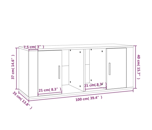 Mueble para TV madera contrachapada blanco 100x35x40 cm