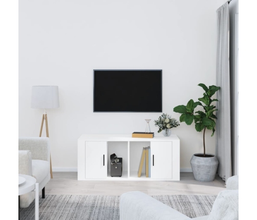 Mueble para TV madera contrachapada blanco 100x35x40 cm