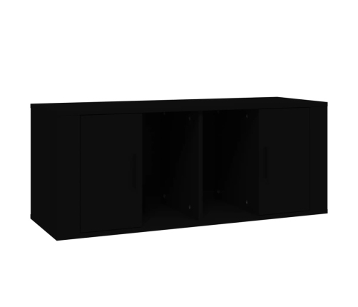 Mueble para TV madera contrachapada negra 100x35x40 cm